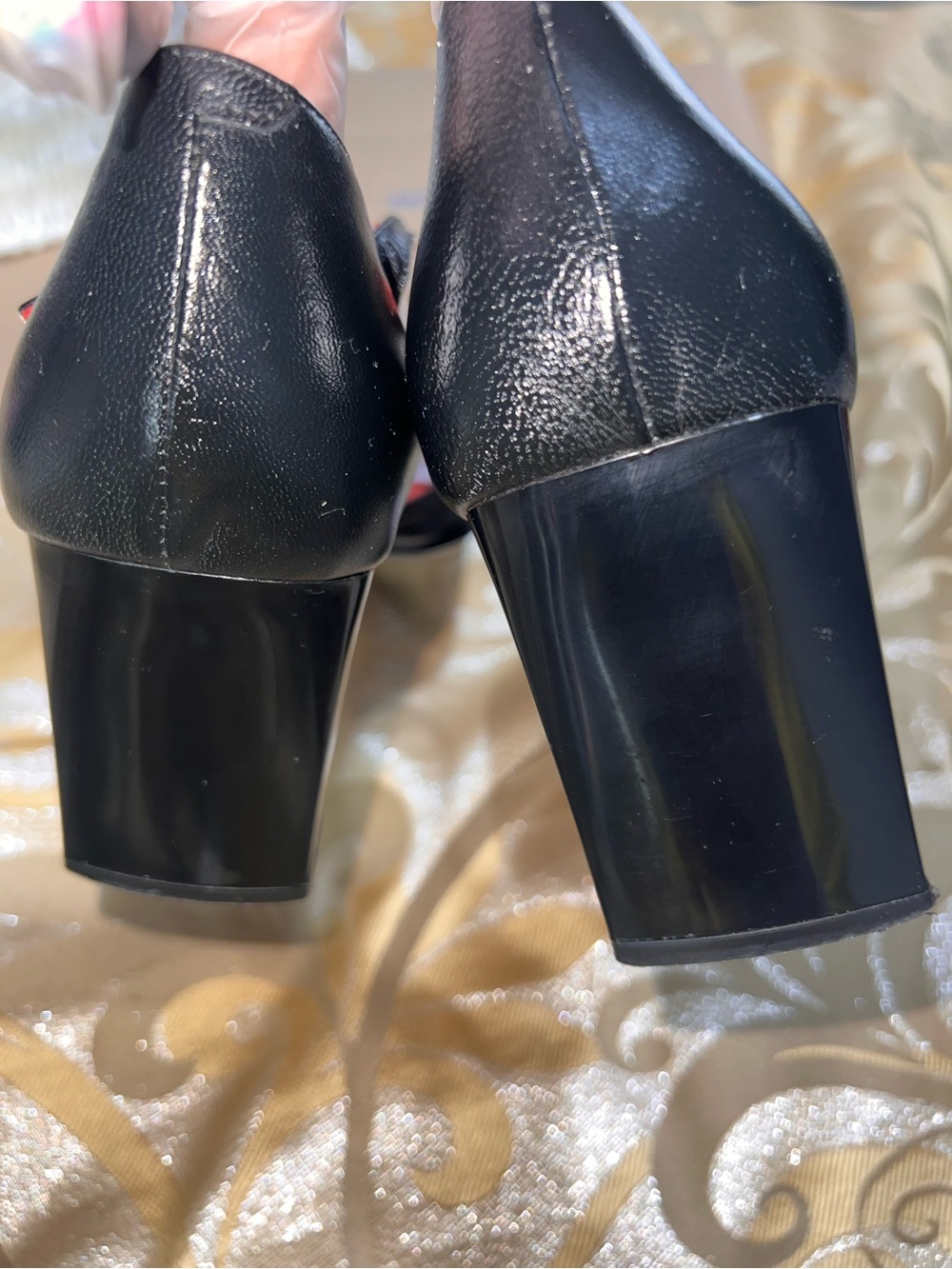 Charles David Vintage 90’s Black Leather Square Toe Mary Jane Heels - Picture 7 of 8